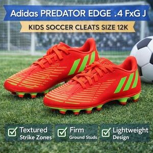 Adidas Predator Edge .4 FxG J Kids Soccer Cleats Red Green Size 12K NWOT